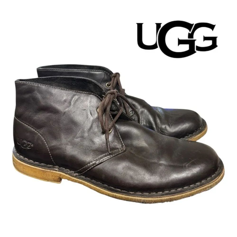 UGG Leighton Men's Brown Leather Desert Chukka Lace Boots 9.5